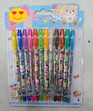 12 Colors Gel Pens Set – Glitter & Metallic 1.0mm Fine Tip | Kids Coloring, Sketching & Drawing Gift Set