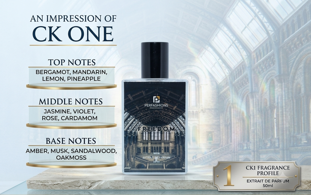 Freedom – Impression Of CK One | Citrus Aromatic Extrait De Parfum For Men & Women | 50ml With Premium Box & Carry Bag