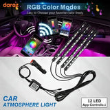 Car Atmosphere Light (12 LED Model) – Smart RGB Ambient Interior Lighting | App-Controlled LED Foot & Backlight | 12V Universal Car Mood Light