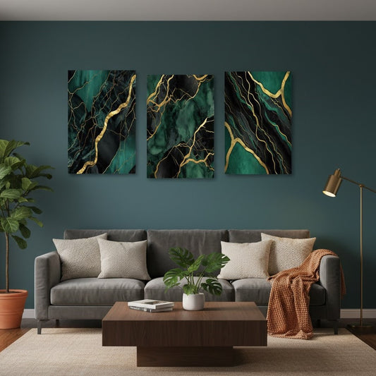 3 Pc Marble Design Phototiles Wall Art Set | Elegant Self‑Adhesive | Premium Smooth Finish | Size 8x11