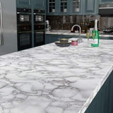 Self Adhesive White Marble Sheet For Kitchen – Waterproof, Heat And Oil Resistant Wallpap Er For Countertops, Cabinets, And Furniture(60x200)