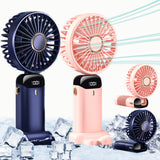 Rechargeable Hand Fan With LED Display | 5 Speed Modes Portable Mini Handy Fan For Kids & School Use