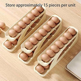 15 Egg Storage Box Rolling Design Space Saving PP Refrigerator Organizer Multi Layer Egg Holder