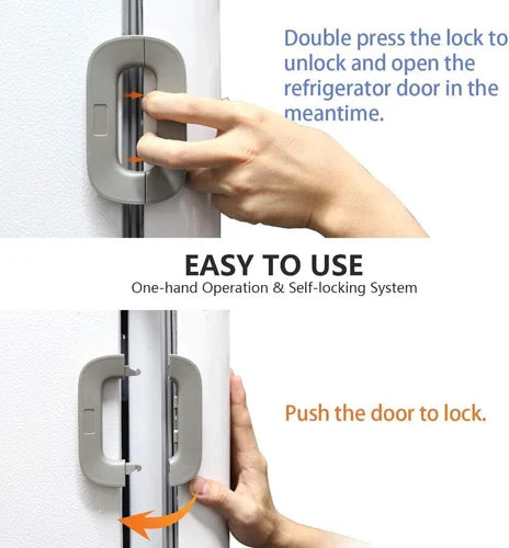 Child Safety Fridge Lock – Self Adhesive Baby Proof Lock For Refrigerator, Cabinets & Drawers | Strong, Easy Installation