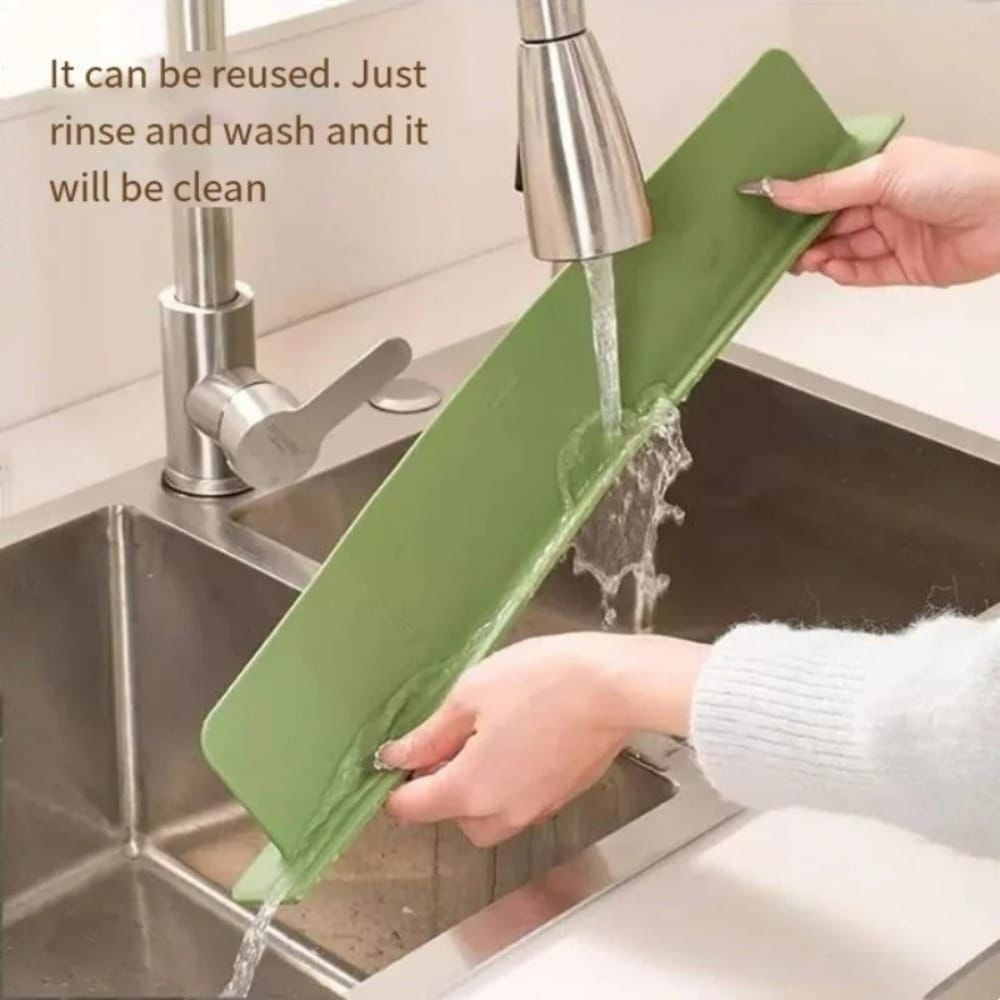 Silicone Sink Splash Guard Flexible Water Splash Stopper With Double Suction Cups | Kitchen & Bathroom Sink Protector | 15 Inch Random Color