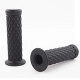 Cafe Racer Diamond Style Rubber Handlebar Grips With Bar Ends – Black (Pair)