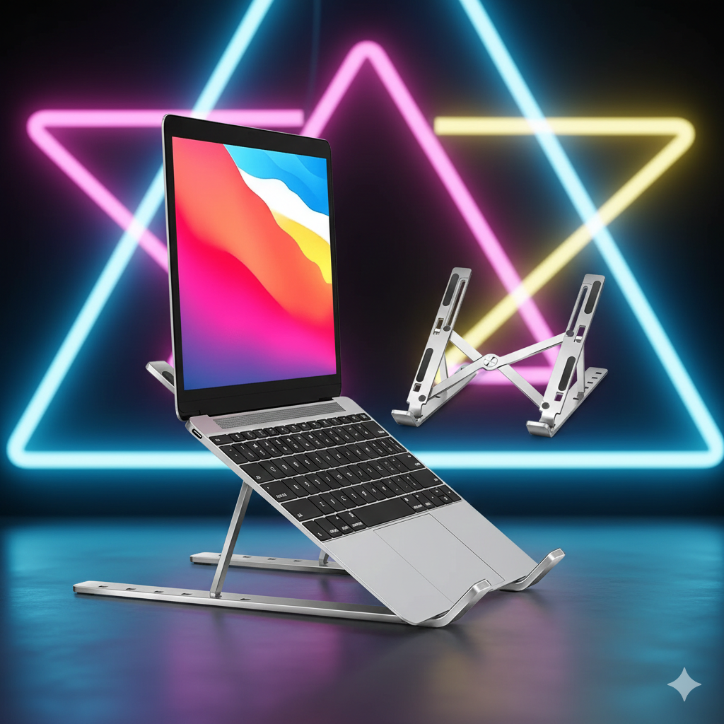 Speed-X Professional Adjustable Aluminium Laptop Stand – Heavy Duty 16 Inch Height, Foldable & Portable (6 Angles)