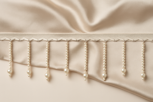 Pearl Latkan Hanging Lace Border For Dupatta & Dress Decoration – 1 Gaz (Approx. 1 Yard)