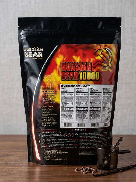 Russian Bear Mass Gainer 1KG Chocolate Flavor High-Calorie Weight Gain Supplement