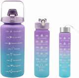 Sports Water Bottles 3 Pcs Set with Motivational Time Marker & Leak Proof Flip Top Lid  (random color)