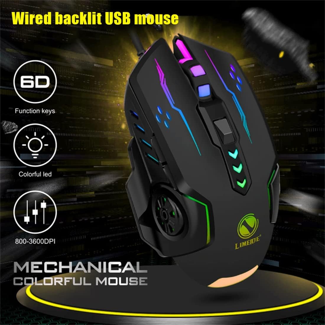 Gaming Glowing Mouse Backlit E-Sports Colorful LED Light Mouse For Laptop PC Computer Gamer