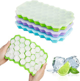 Silicon Ice Cube Tray With Lid | 36-Cube Honeycomb Shape Ice Mold | Durable Freezer Tray With Cover | Random Color