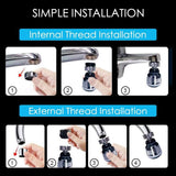 Multifunctional 360° water Faucet  Kitchen Sink Faucet Sprayer Water Saving Aerator 360 Degrees Rotatable
