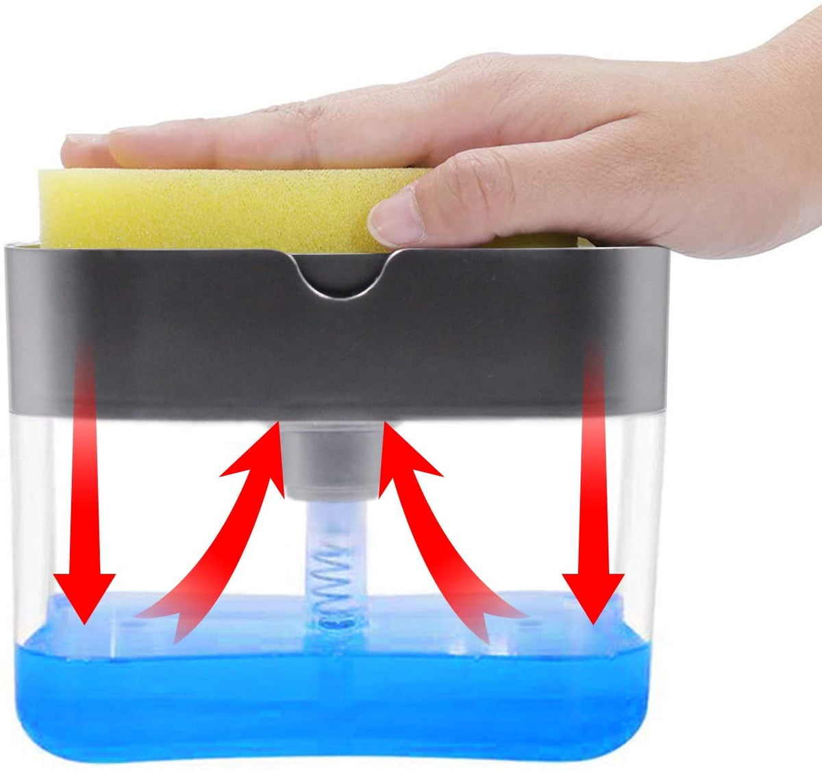 2-In-1 Multi-Function Dishwashing Liquid Box Soap Pump Dispenser For Dish Soap And (Without Sponge) - Each