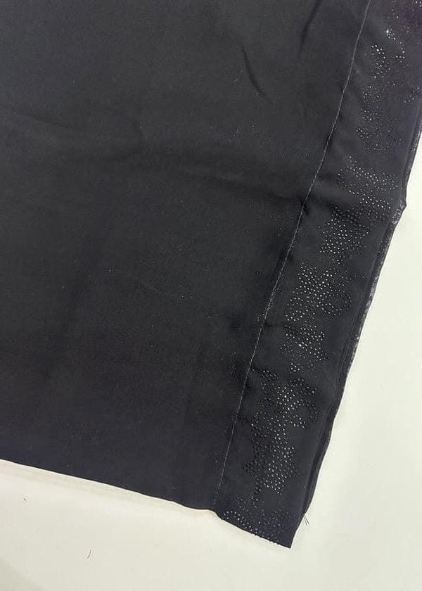 Premium Black Chiffon Dupatta With One Side Stone Work – Elegant Formal Wear For Women – Soft & Lightweight Fabric