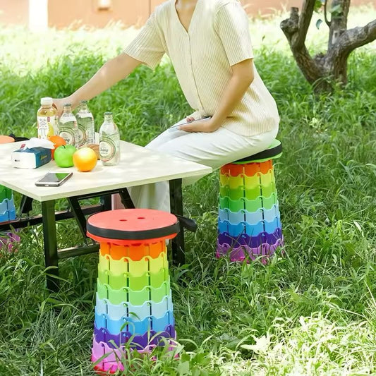 Portable Telescoping Stool, Folding Stool Lightweight & Sturdy, Retractable Telescopic Stool For Gardening, Camping, Travel, Fishing, Hiking And Bbq(Multi Color)