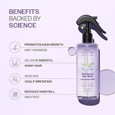 Bare Anatomy Rosemary & Rice Water Hair Growth Spray – 200ml | Strengthen & Thicken Hair | Made In India