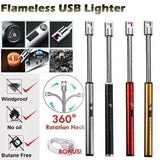 USB Rechargeable Electric Arc BBQ Lighter Windproof Flameless Plasma Lighter With 360° Flexible Neck And LED Battery Indicator For Kitchen Candles BBQ