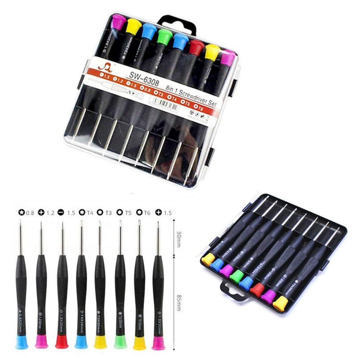 Screwdriver Set 8 In 1 SW‑6308A | Mobile Repairing Kit | Torx, Star, Cross & Slotted Screwdrivers
