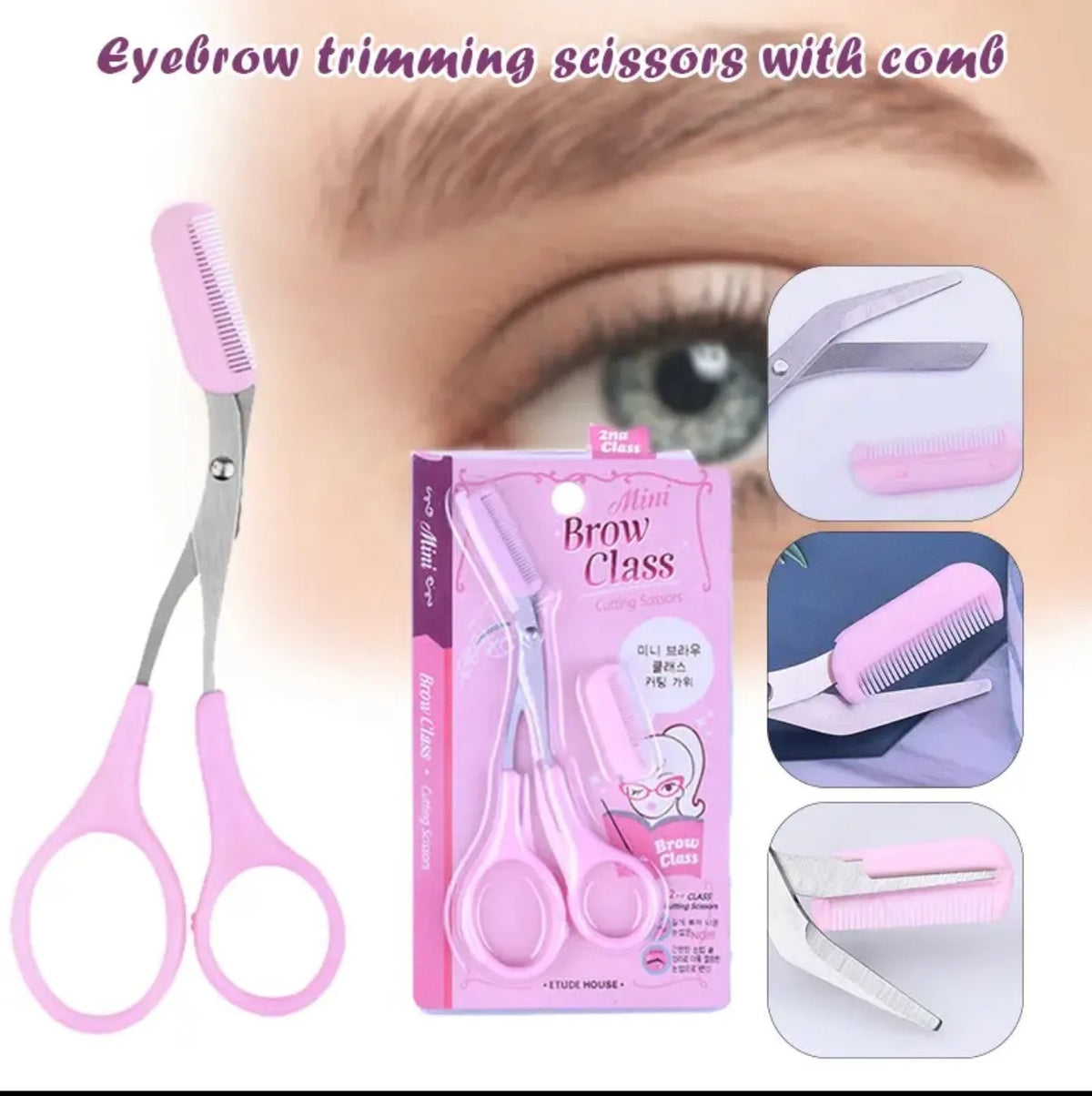 Eyebrow Scissors With Comb | Precision Cutting Scissors For Eyebrow Shaping & Grooming (Random Colour)