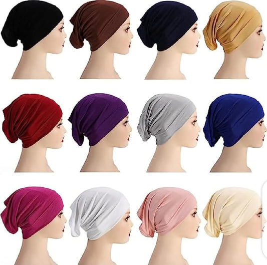 Pack Of 12 Colors Set Hijab Tube Cap Made Of Premium Jersey Cotton Fabric Comfortable And Stretchable For Every Day Wear