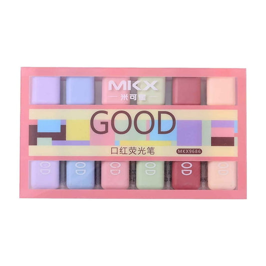 Highlighter Marker Pen Set – 6 Soft Fluorescent Colors, Quick-Dry, No Smudge, Water-Based Ink