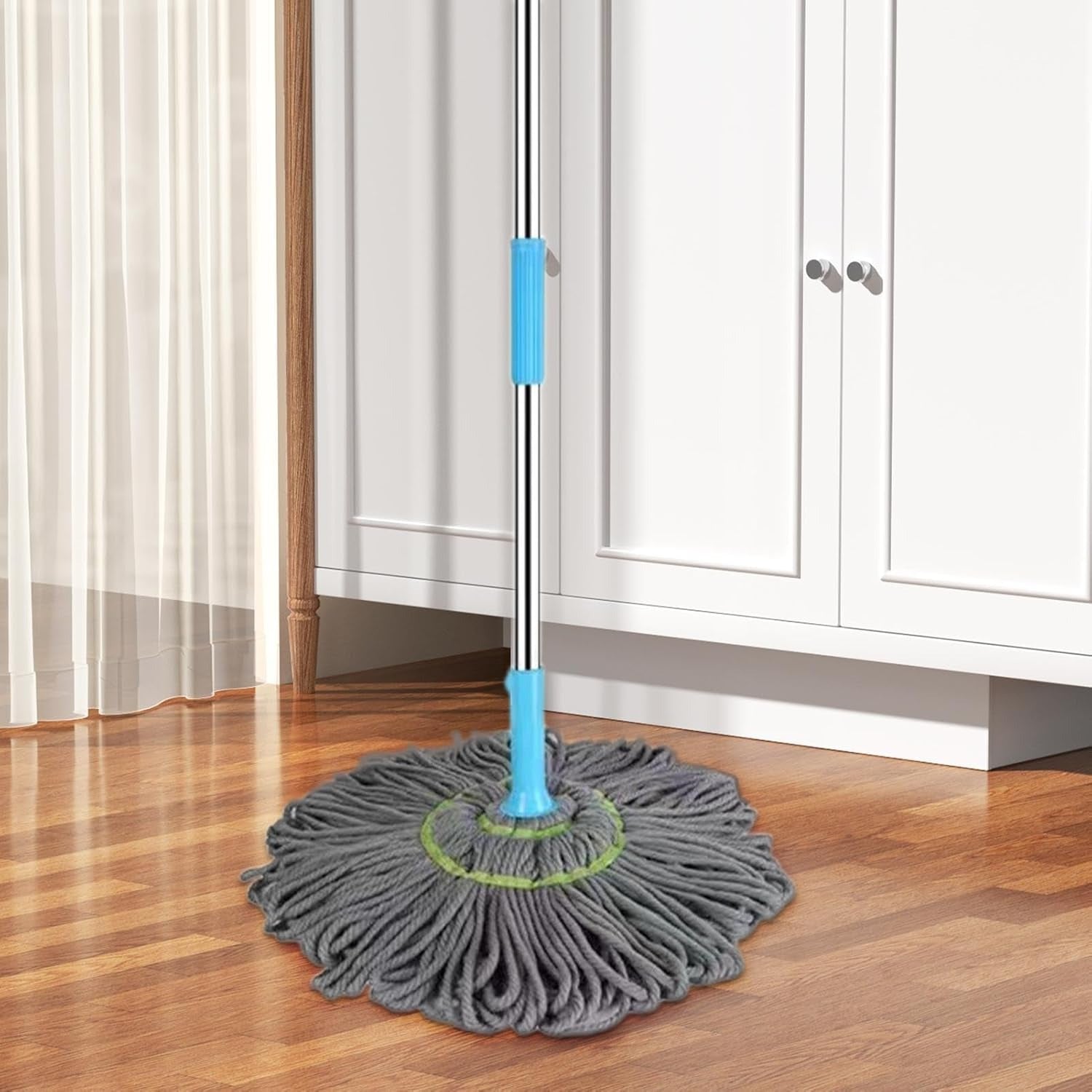 Extendable 90CM Twist Mop – 2-In-1 Rotatable Adjustable Floor Mop With Fine Fiber Fabric | 360° Self-Twisting Dehydrated Mop For Hard Floors & Walls