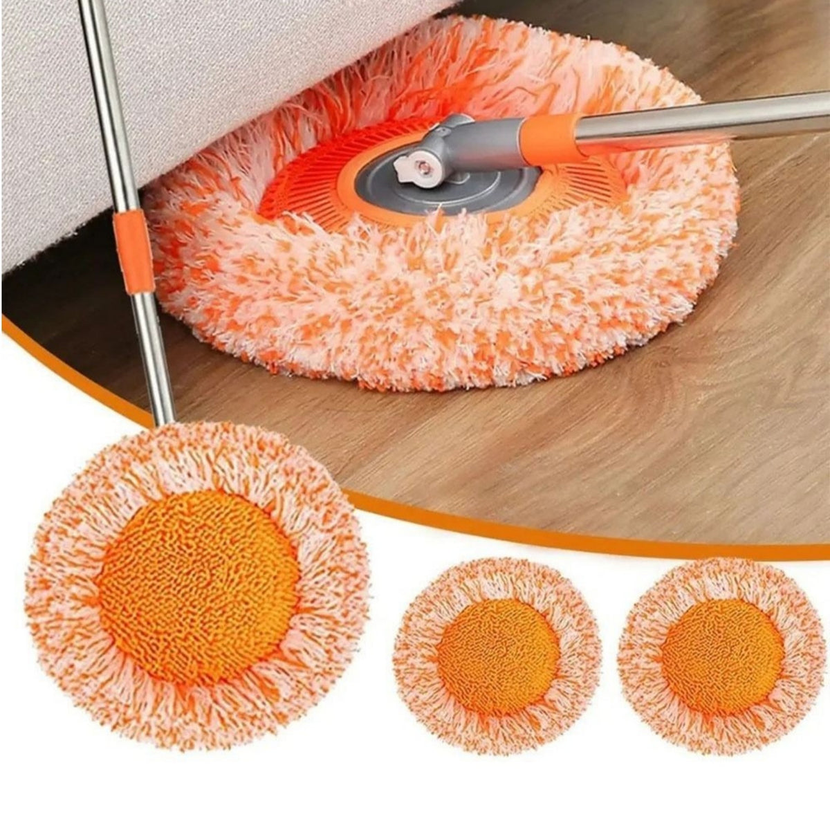 360° Rotating Microfiber Mop | Round Shape | Extendable Adjustable Stick | Floor Cleaning Accessories For Home - Length 36 Inch