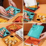 4 Pcs Snack Plate Set | Clear Plastic Dinner Plates, Condiment Containers & Serving Trays | Random Colour