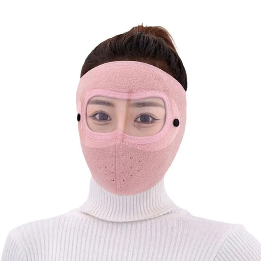 Full Face Shield | Dustproof Anti‑Fog | Winter Warm Fleece Mask | Windproof Riding HD Shield – 1Pc Random Colour