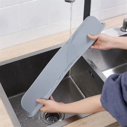 Silicone Sink Splash Guard | Flexible Water Stopper For Kitchen & Bathroom Sinks | Prevents Splashes & Spills - With Suction - 14Inch (Random Color)