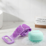 Combo Deal Of Silicone Back Scrubber And Silicone Bath Brush - Soft Body Exfoliating Shower Tools For Effective Cleaning And Skin Massage
