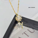 Flower Rotation Pendant Necklace – Golden | Premium China Quality | QWJ-189