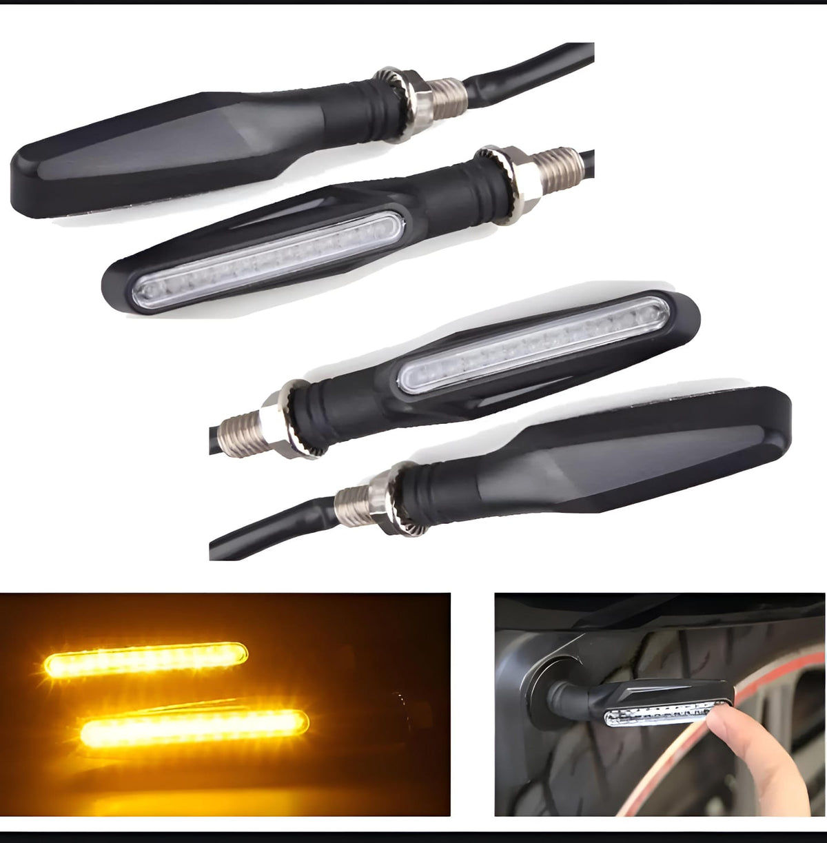 Pack Of 2 Pair(4pcs) - Audi Flow Style Led Motorcycle Turn Signals Indicator Amber Light