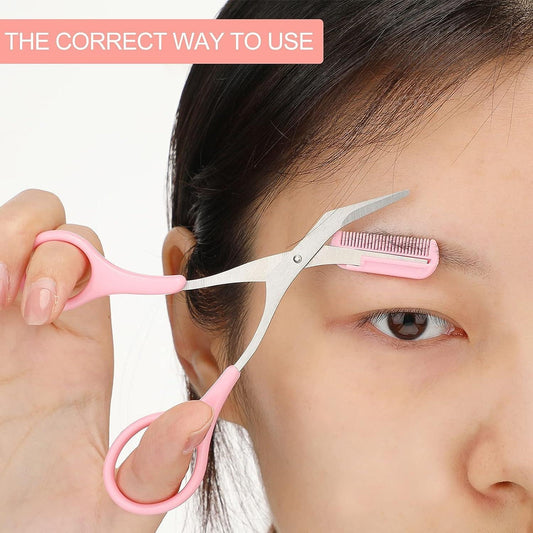Eyebrow Scissors With Comb | Precision Cutting Scissors For Eyebrow Shaping & Grooming (Random Colour)