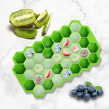 Silicone Ice Tray With Plastic Cover Cap | Push Pop Out Round Mini Ice Cube Trays - (1 PC) (Random Color)