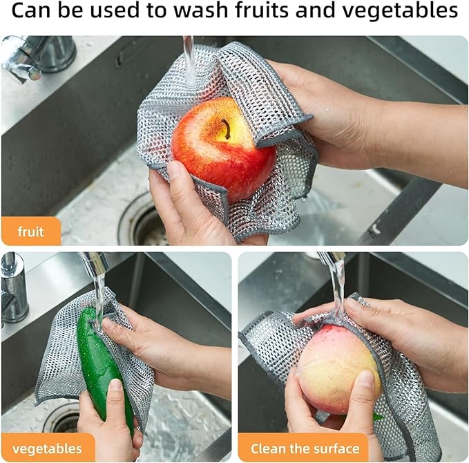 (Pack Off 10) Dish Washing Cleaning Cloth | Wire Dish Washing Rugs For Kitchen Dishes