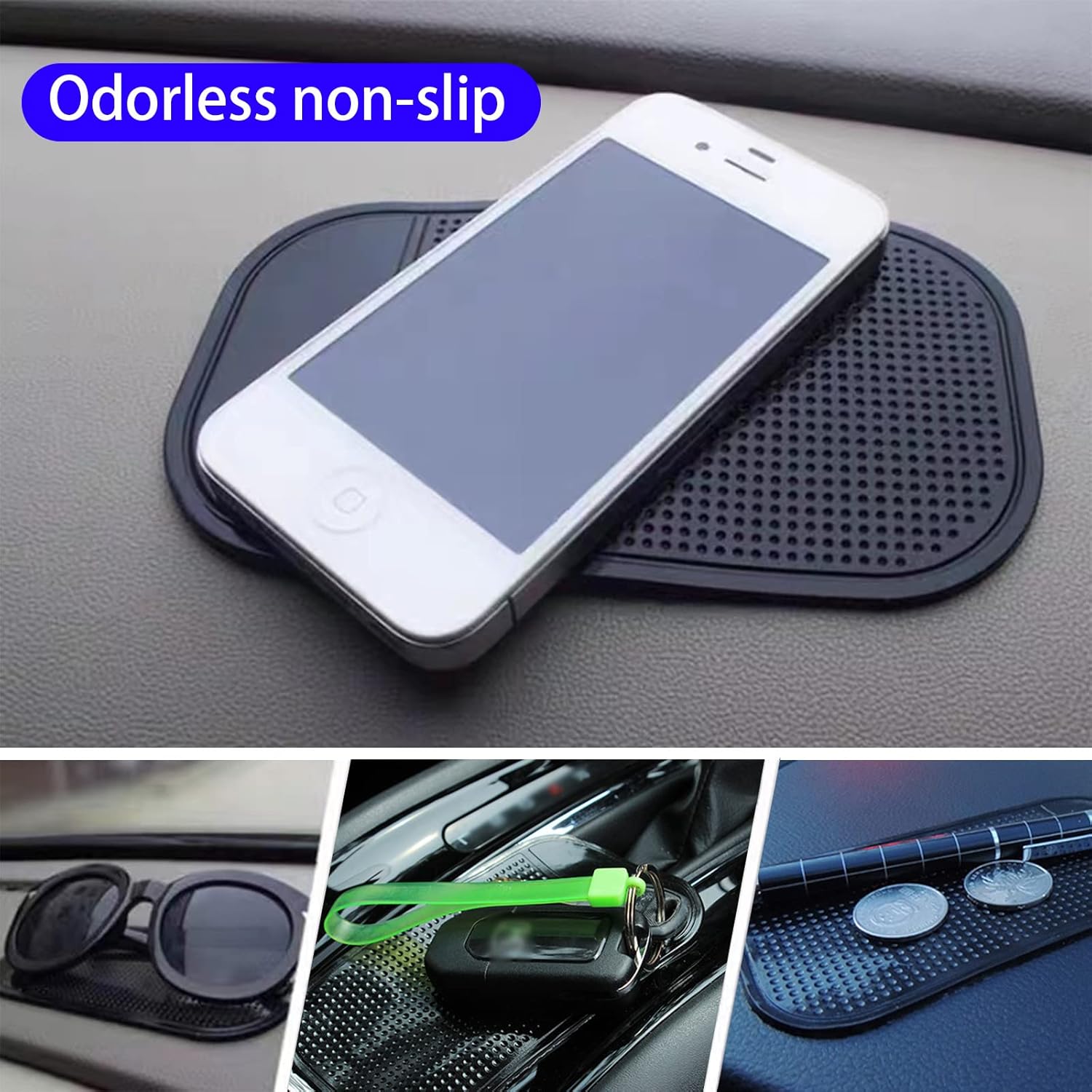 1 Pc Car Dashboard Sticky Pad | Anti-Slide Fixate Sticky Mat Pad For Car Dashboard | Anti-Slide Sticky Pad For Cell Phone, Keys, Glass, Mirrors (Black)