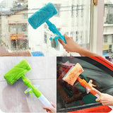 3 in 1 Fiber Wiper Sprayer  Wash, Wipe and Soak | Window Squeegee Kit, Cleaning Tool with Detachable Microfiber Cloth Rubber Scraper & Sprayer, Portable Window Cleaner Combo for Car, (Random color)