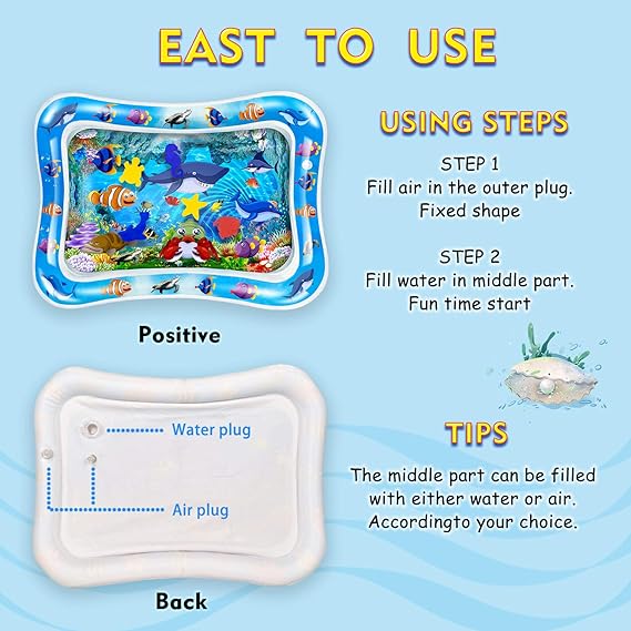 Inflatable Leakproof Tummy Time Water Mat For Kids – Safe & Fun Baby Play Mat (Random Color)