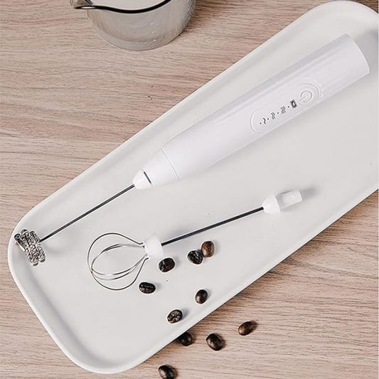 2 In 1 Electric Milk Frother Whisk Egg Beater USB Rechargeable Coffee Blender Household Milk Shaker Mixer Foamer Food Blender (Random Color)