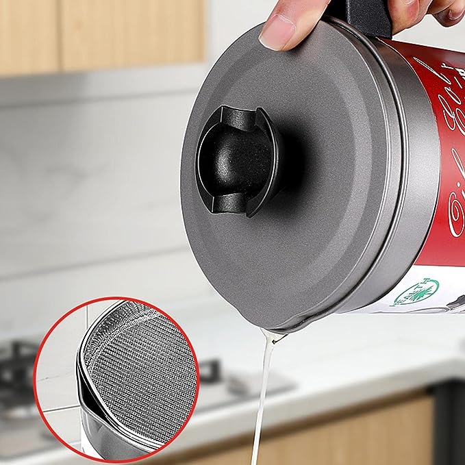 High Quality Fryer Oil Filter Pot  Carbon Steel oilcan with Stainless Steel Kitchen  Storage Jug Cooking Pot ( Without Box )