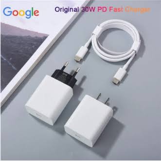 Google Original 30W USB-C PD Fast Charger With USB-C To USB-C Cable For Pixel 6, 6 Pro, 7, 7 Pro, 8, 8 Pro, Pixel Fold & USB-C Devices