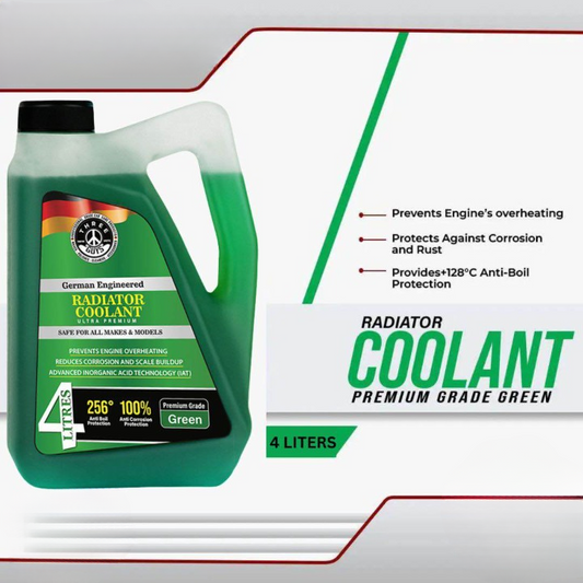 THREE GUYS Radiator Coolant – Premium Grade Green | Anti-Corrosion & Overheating Protection | Inorganic Acid Technology (IAT) | 4000 ML