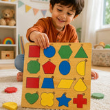 Shape Puzzle Board Game - Educational Wooden Learning Toy Crafted From MDF Wood For Children And Geometric Skill Development
