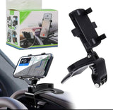 Dashboard Car Phone Holder ABS – 360° Rotatable Mobile Phone Sun Visor & Rear View Mirror Mount Support For Smartphones