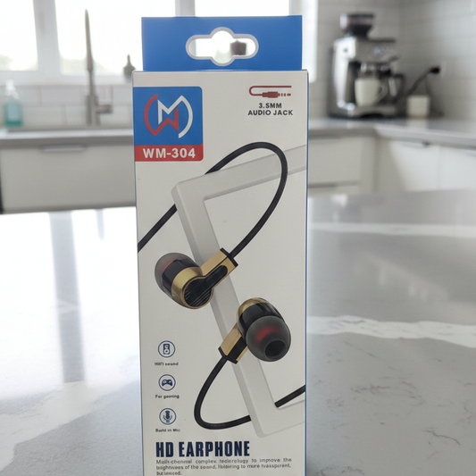 WM-304 Gaming Earphones | 3.5mm Jack | HiFi Sound | Built-In Mic | Comfortable Fit