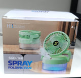 800ML Rechargeable Desktop Humidification Fan Portable Foldable Spray Misting Fan With Blue Light (Random Colour)