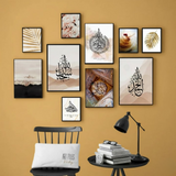 Wooden Islamic Calligraphy Wall Art Frame Set Of 10 | Premium Multi-Size Wooden Frames For Elegant Home, Office, Mosque & Prayer Room Decoratio