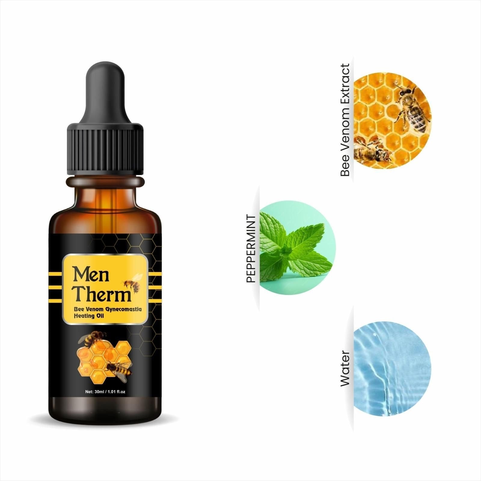 Men Therm Bee Venom Heating Oil – Advanced Gynecomastia Care For Men (30ml)